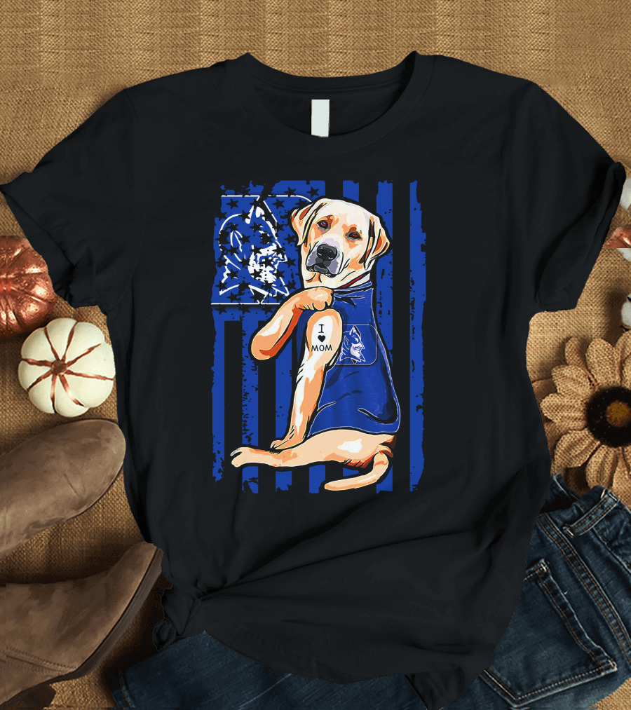 Labrador Retriever Duke Blue Devils I Love Mom T-Shirt