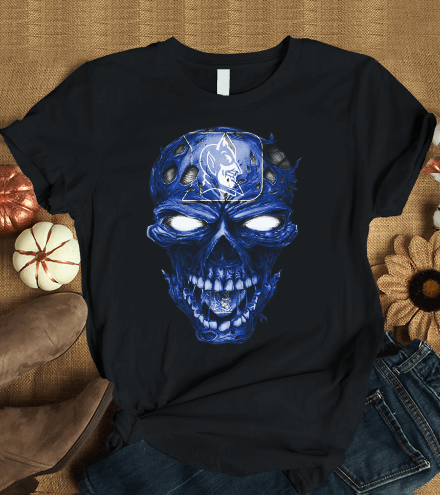 Skull Duke Blue Devils Iconic Logo Fusion T-Shirt