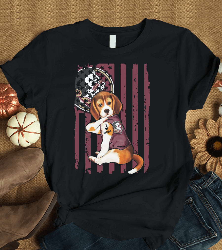 Beagle I Love Mom Florida State Seminoles T-Shirt