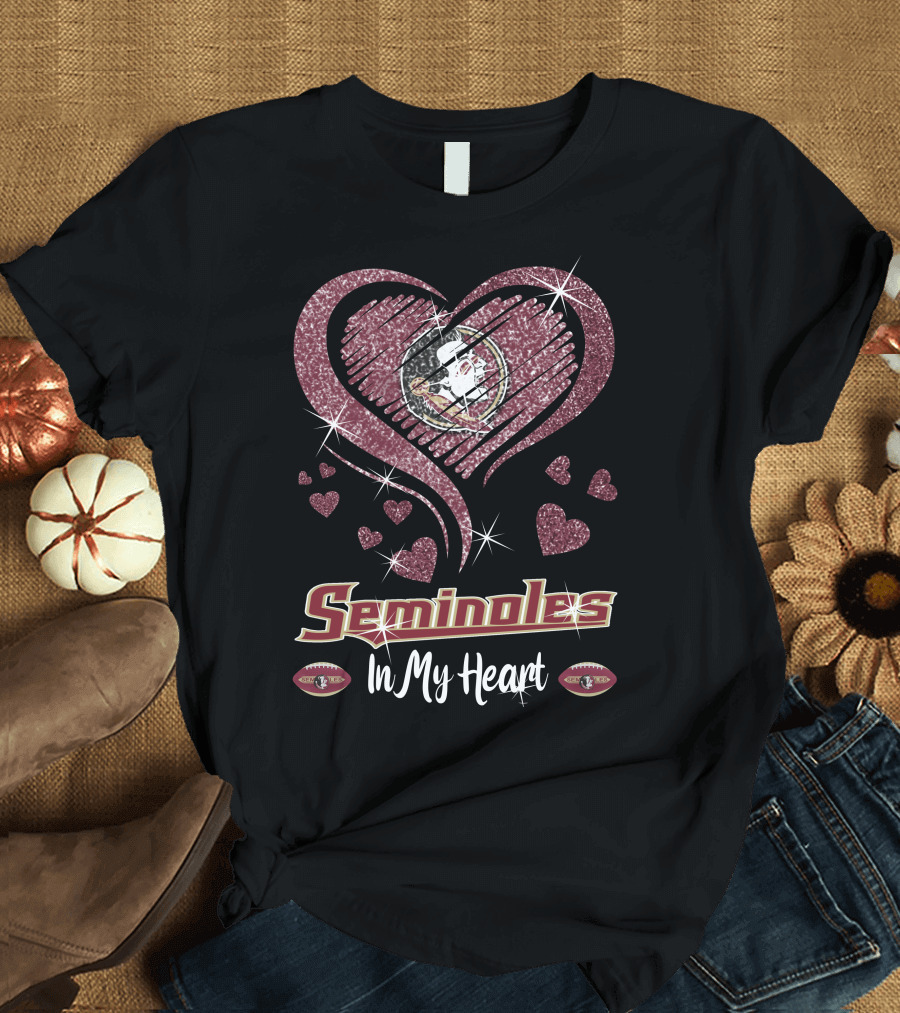Seminoles In My Heart Florida State Football Hearts T-Shirt