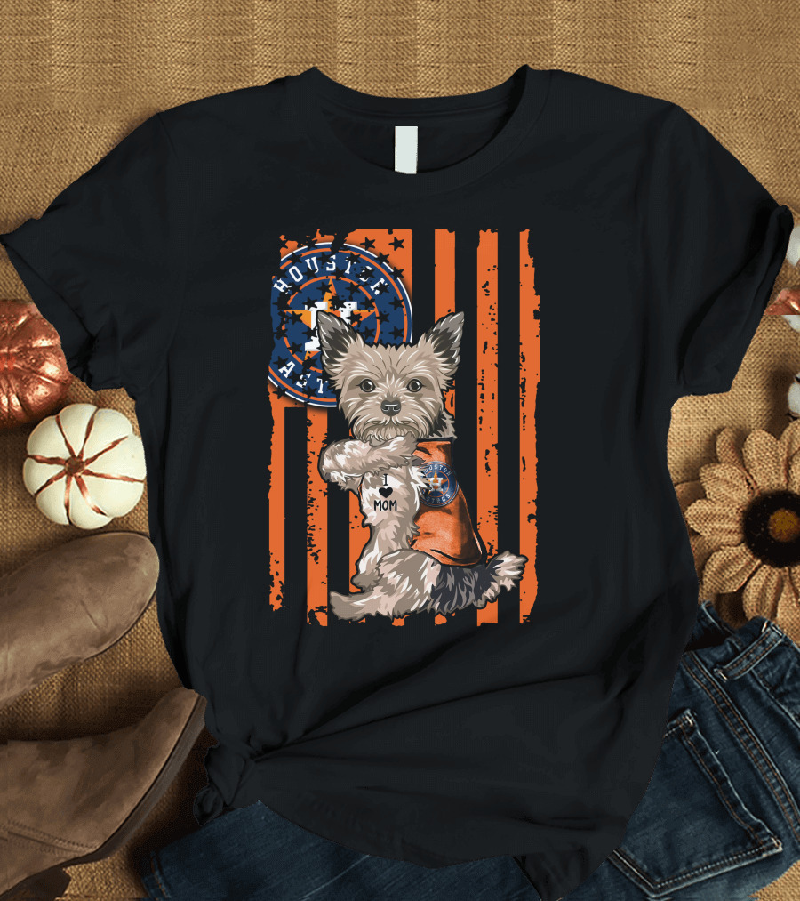 Houston Astros Yorkshire Terrier Fan 'I Love Mom' T-Shirt