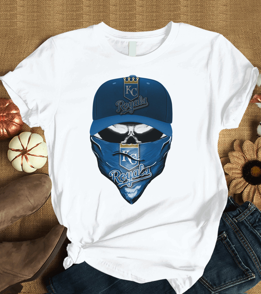 KC Royals Skull Mask Blue Cap T-Shirt