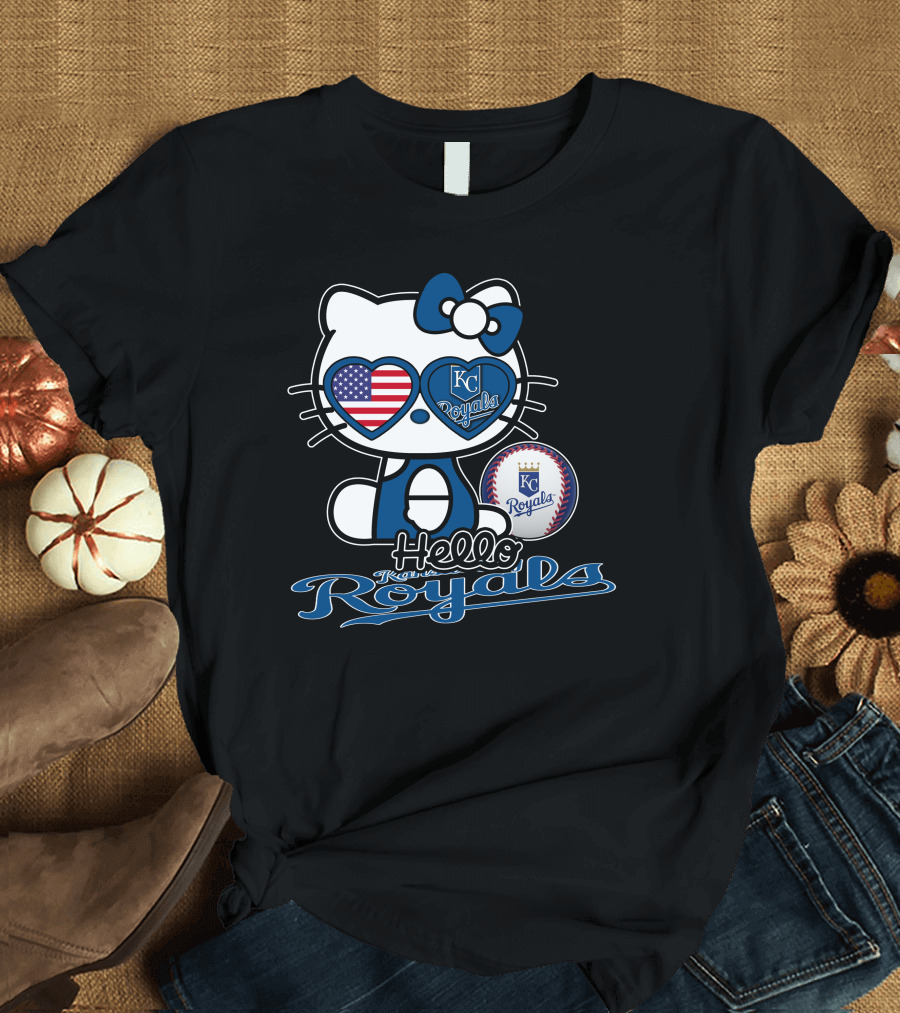 Hello Kitty Kansas City Royals USA Baseball T-Shirt