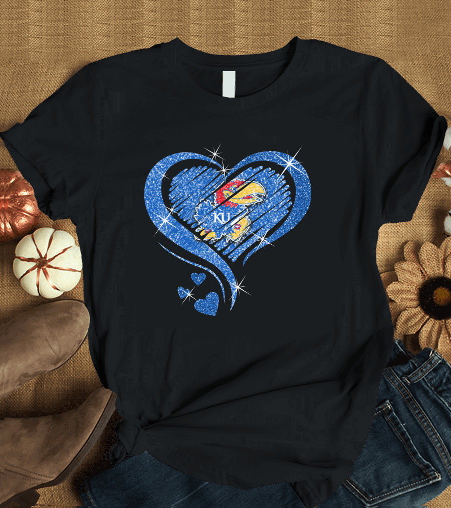 Kansas Jayhawks Sparkling Heart KU T-Shirt