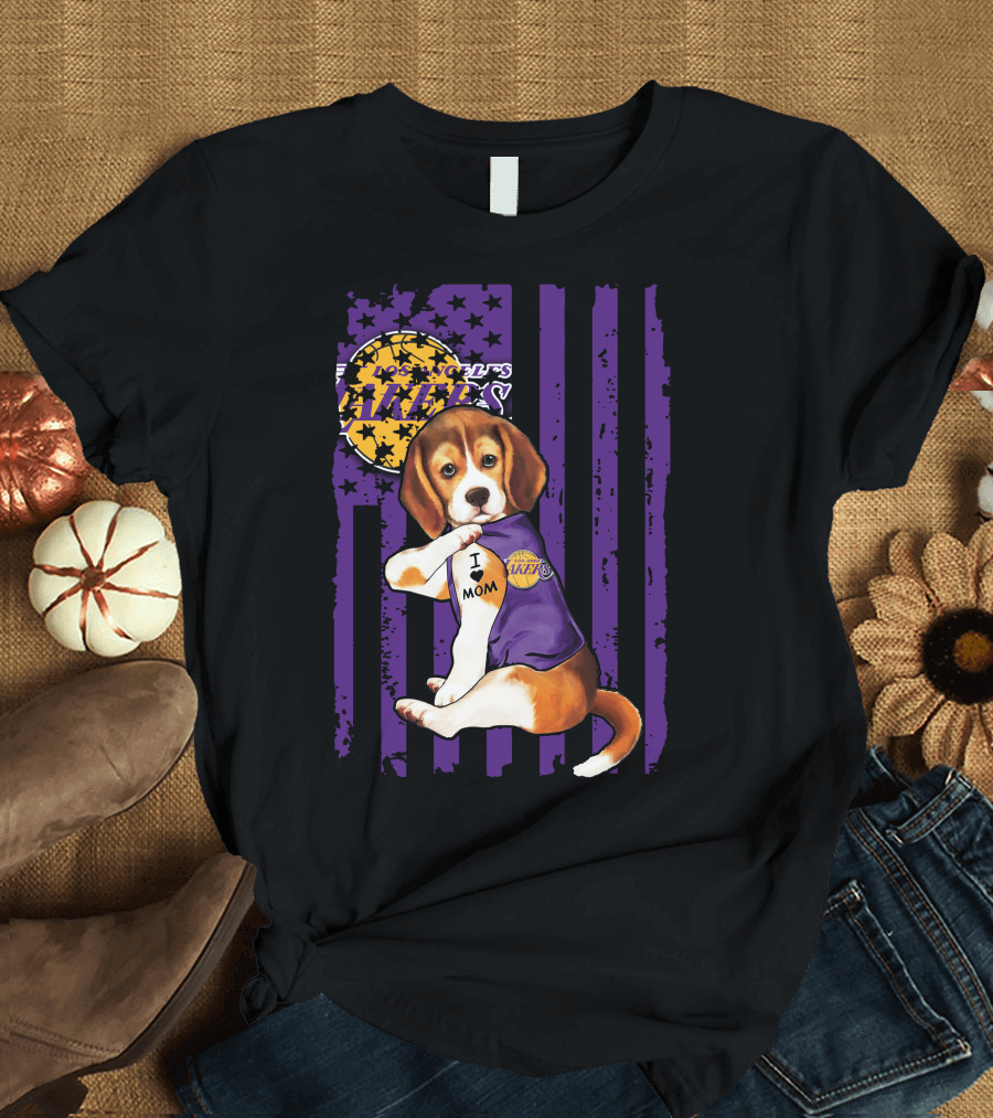 Beagle I Love Mom Los Angeles Lakers T-Shirt