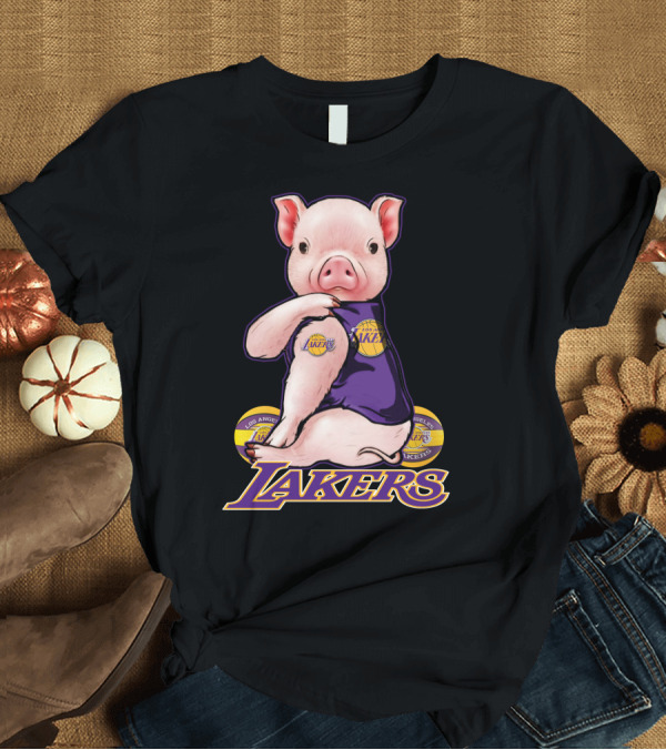T-Shirt: Los Angeles Lakers Pig in Team Jersey T-Shirt Los Angeles Lakers Pig in Team Jersey T-Shirt