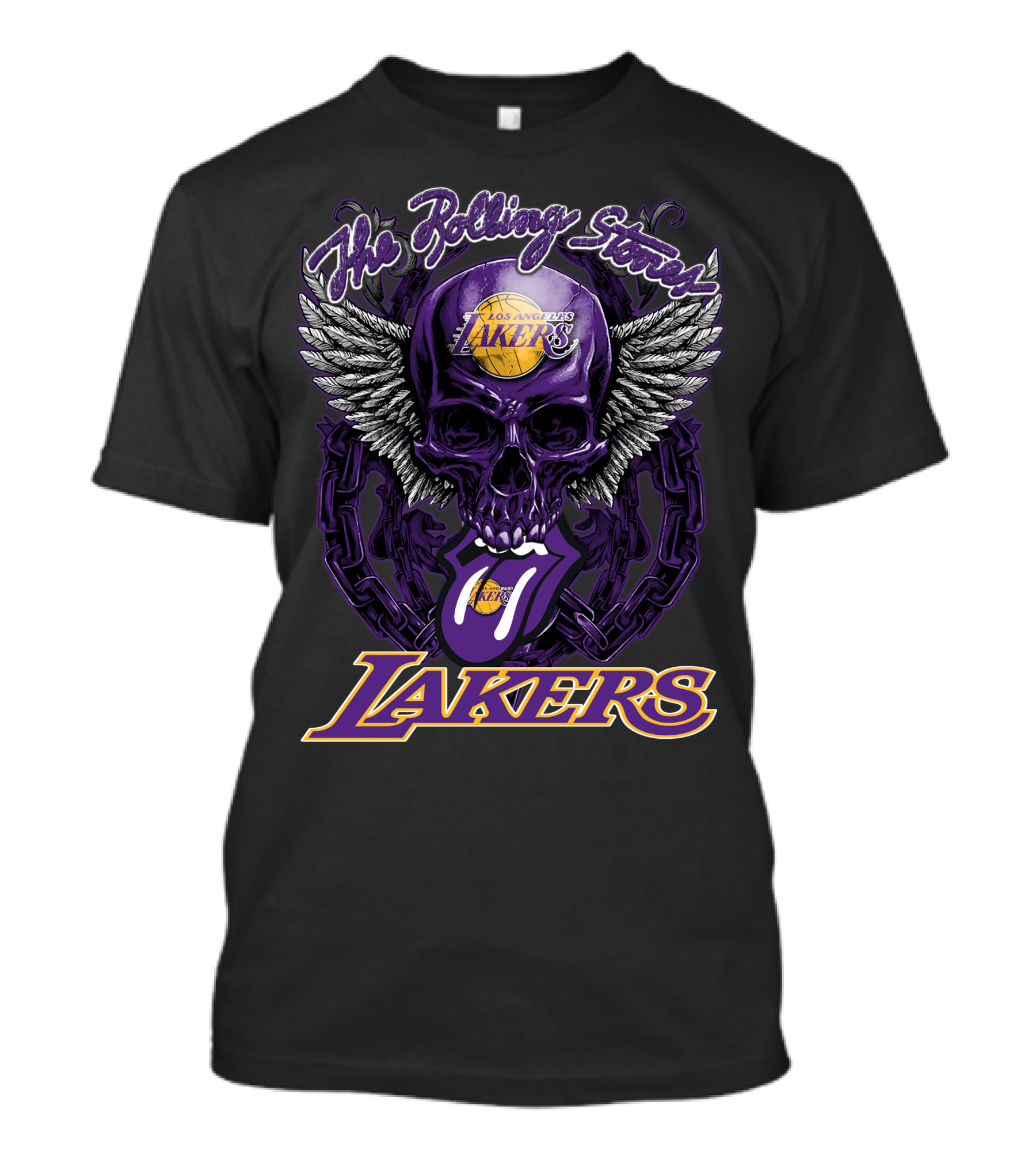 The Rolling Stones Los Angeles Lakers Skull Logo Collaboration T-Shirt