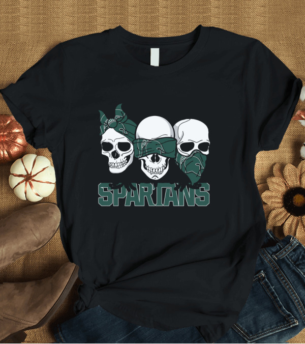 T-Shirt: Spartans Three Skull Bandana T-Shirt Spartans Three Skull Bandana T-Shirt