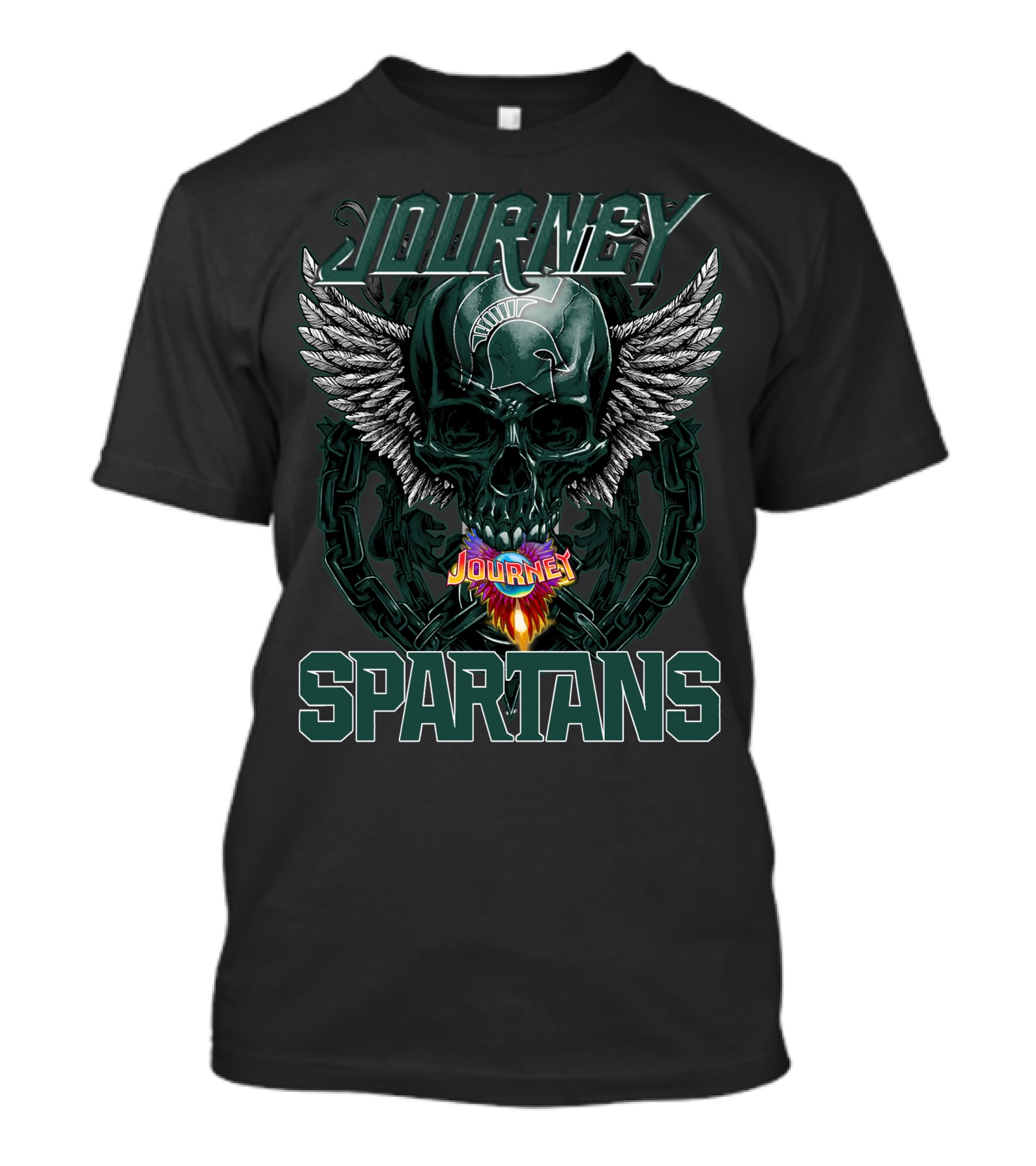 Journey Michigan State Spartans Skull Wings Chains T-Shirt