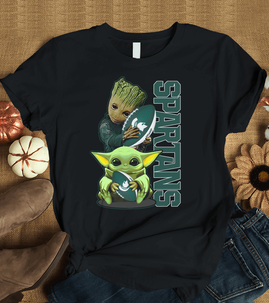 Grzd Michigan State Spartans Baby Alien and Tree Character Football T-Shirt