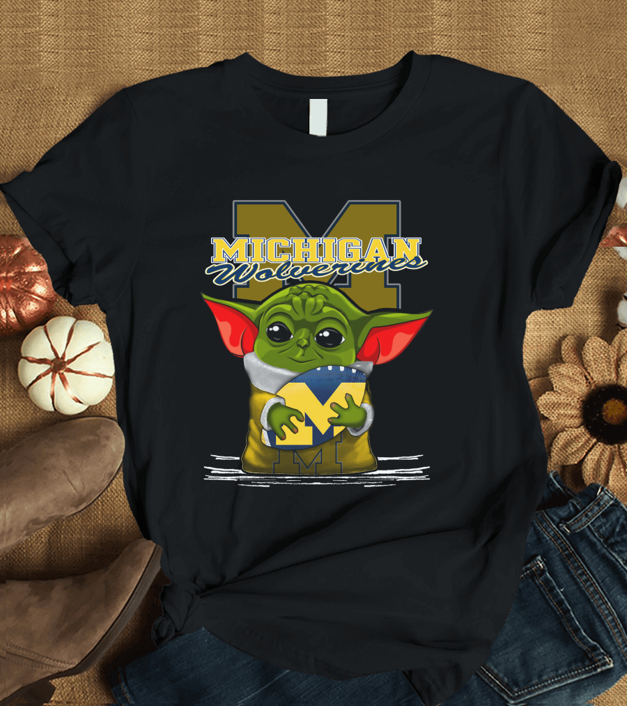 Michigan Wolverines Yoda Holding Football T-Shirt