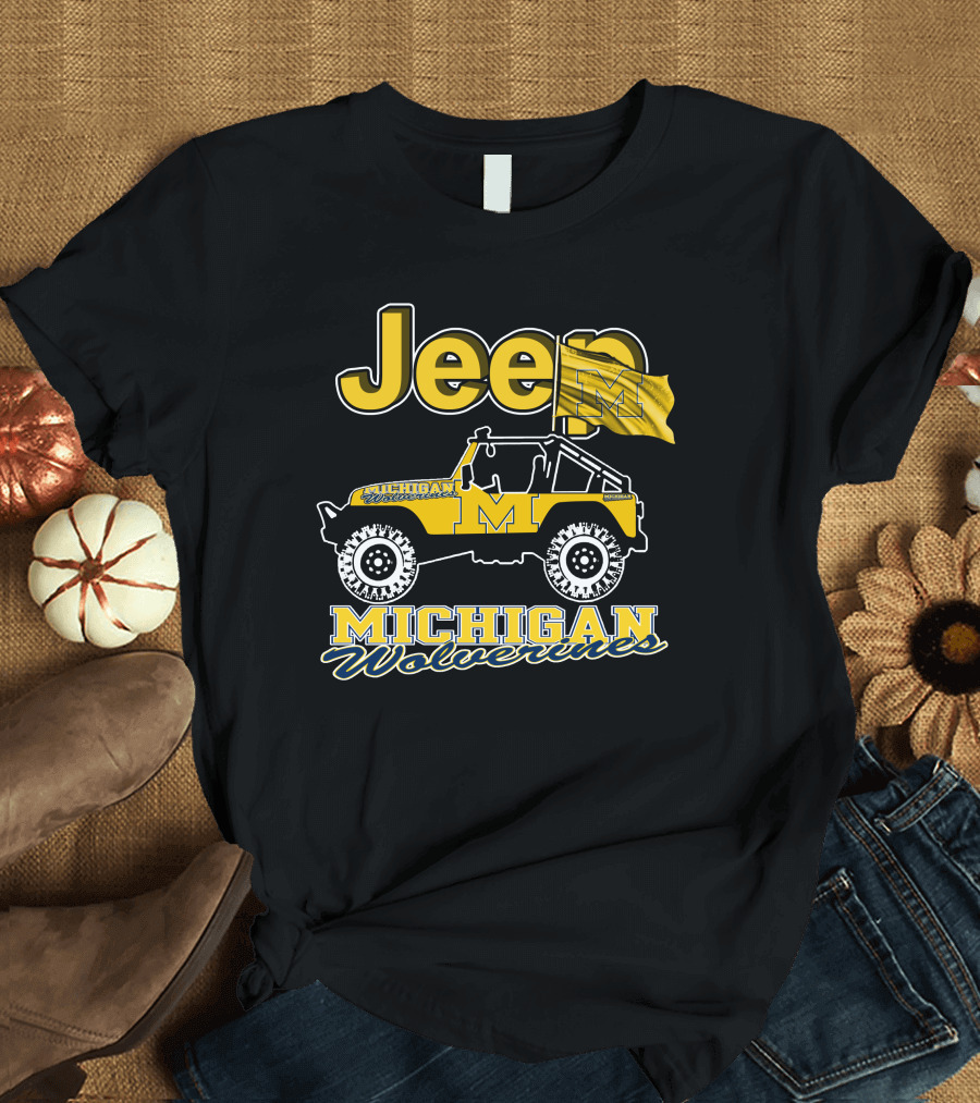 Jeep Michigan Wolverines Flag T-Shirt