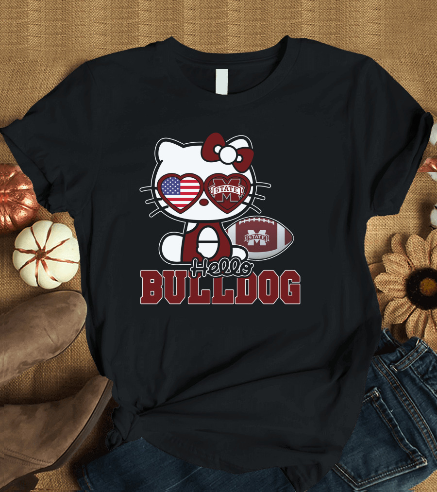 Hellokitty State Bulldogs Football USA Flag T-Shirt