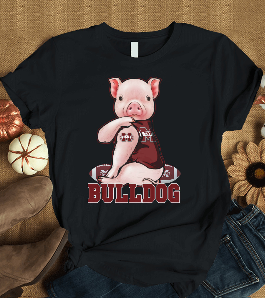 Mississippi State Bulldogs Pig with Football and Team T-Shirt