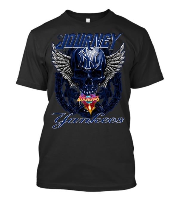 Journey Yankees Skull Winged Ny Symbol Flames T-Shirt