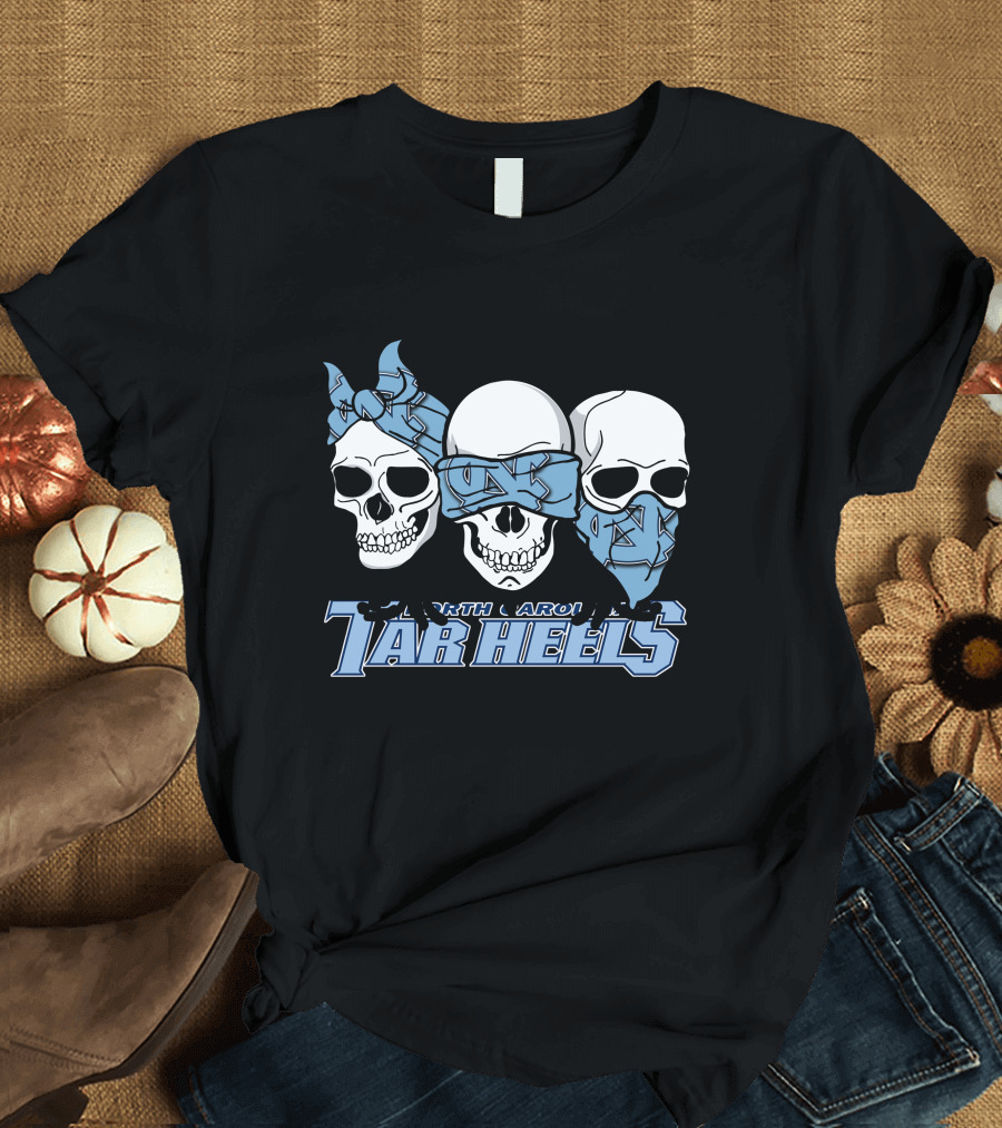 3 Skull North Carolina Tar Heels Bandana T-Shirt