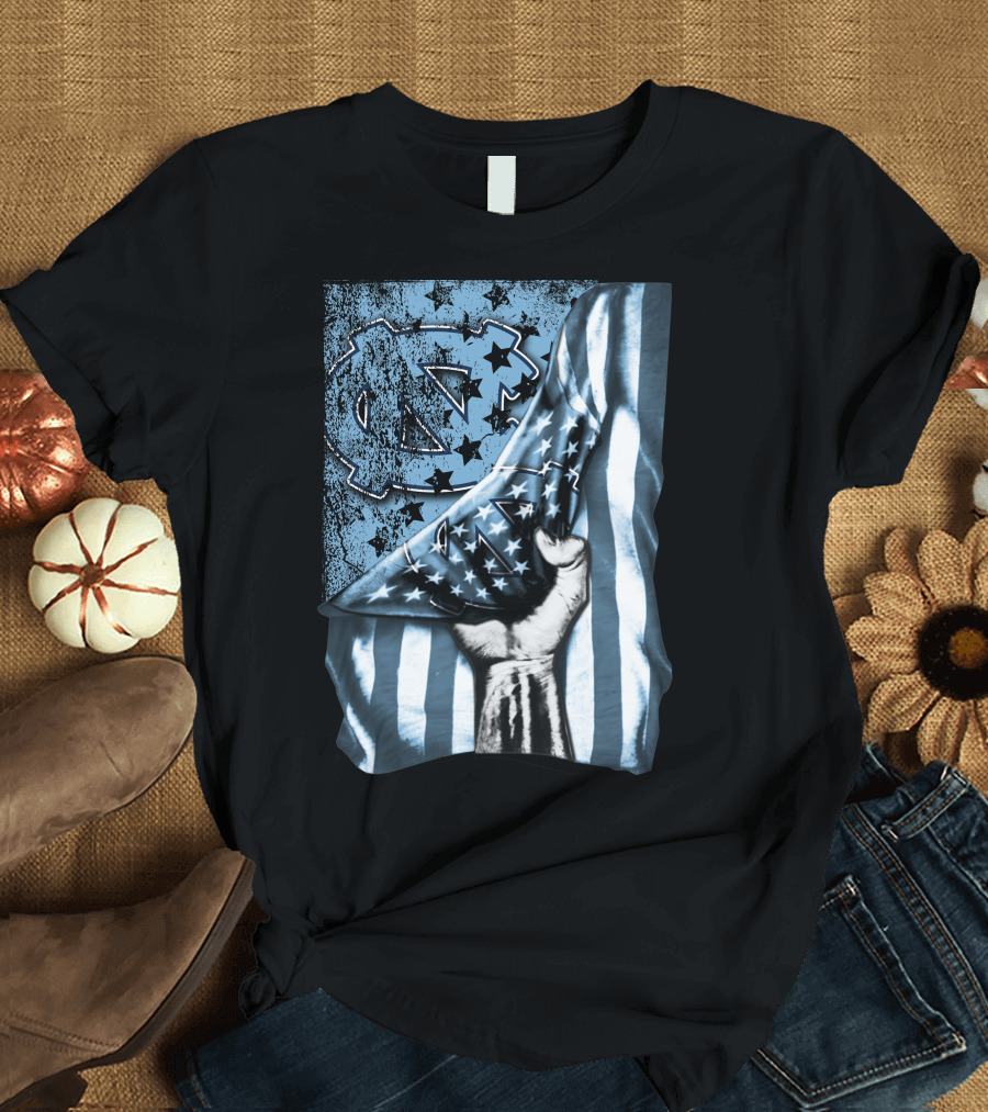 North Carolina UNC Tar Heels American Flag Fist Gesture T-Shirt