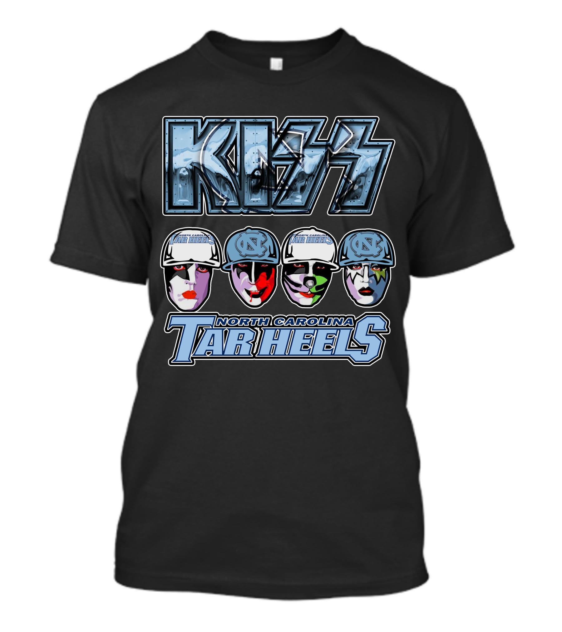 Kiss North Carolina Tar Heels Rock Band Faces Unc Tribute T-Shirt