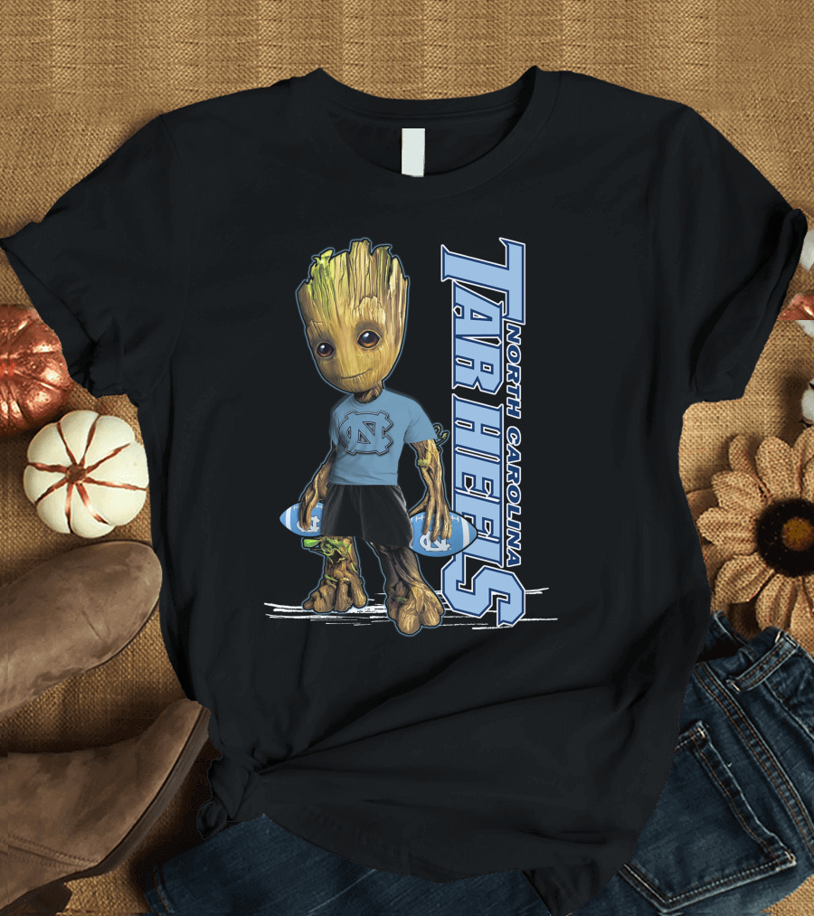 Groot North Carolina Tar Heels Basketball Fan with UNC T-Shirt