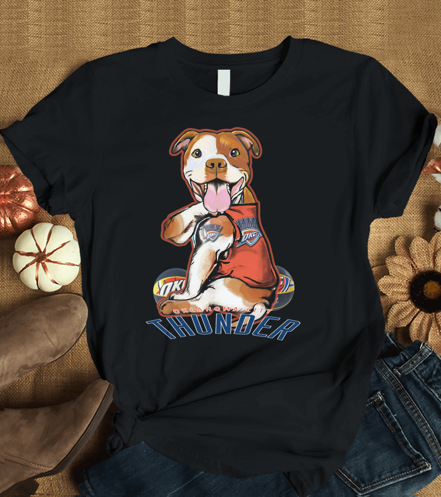 Oklahoma City Thunder Pitbull Dog OKC Basketball T-Shirt