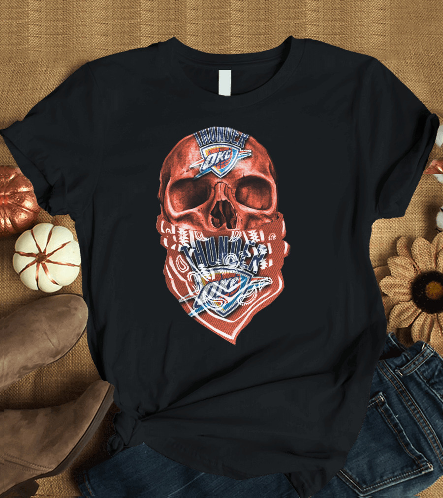 Skull Oklahoma City Thunder Logo Bandana T-Shirt