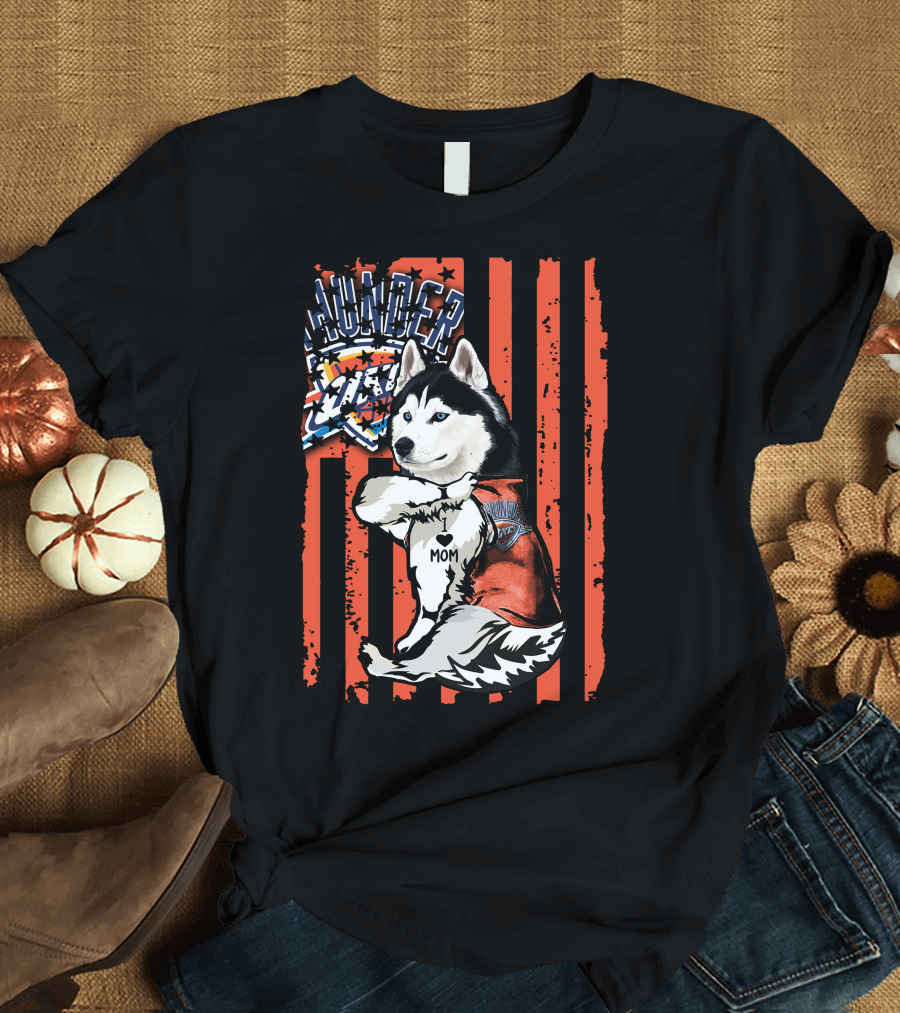 Thunder Siberian Husky Mom Oklahoma City Basketball T-Shirt