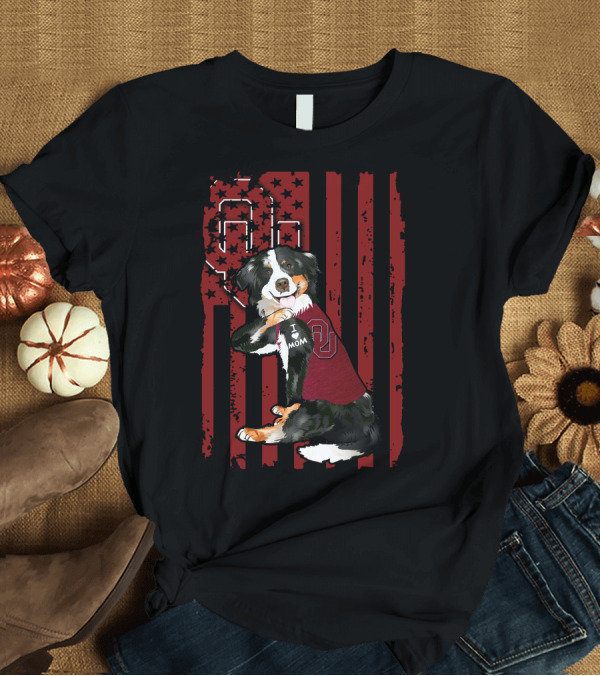 T-Shirt: Border Collie I Mom Oklahoma Sooners OU American Flag T-Shirt Border Collie I Mom Oklahoma Sooners OU American Flag T-Shirt