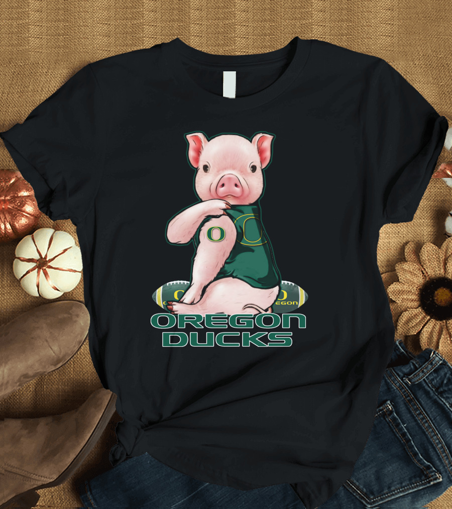 Pig Wearing Oregon Ducks Football Jersey T-Shirt