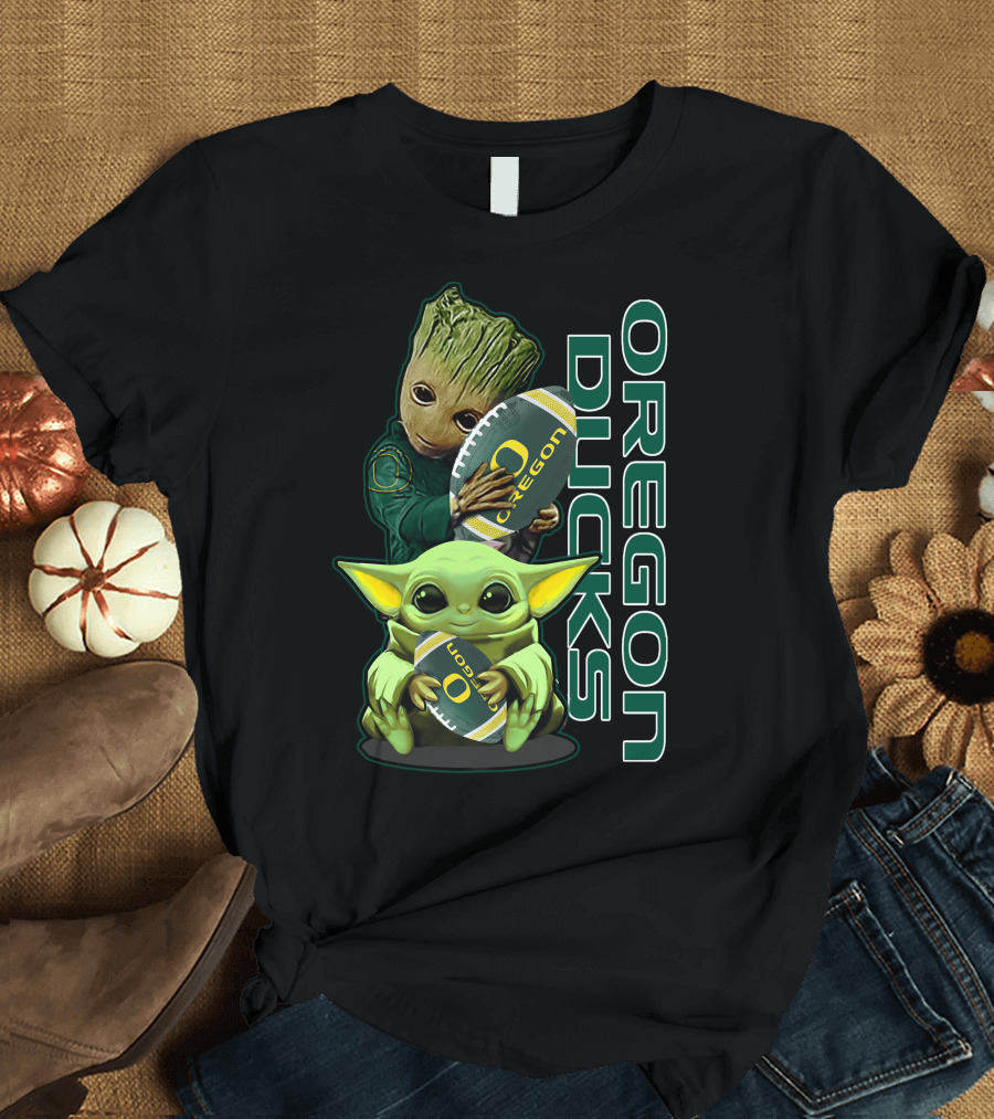 Groot Baby Yoda Oregon Ducks Football T-Shirt