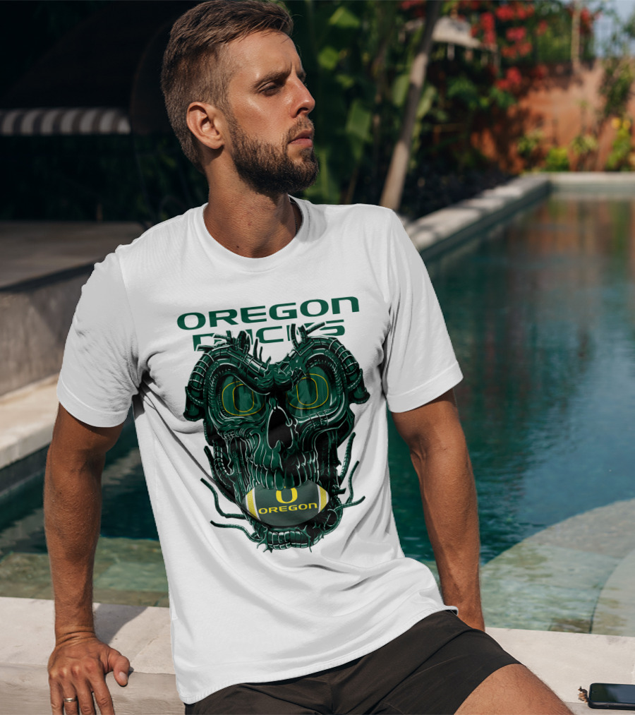 Oregon Ducks Dragonskull Football Fusion T-Shirt