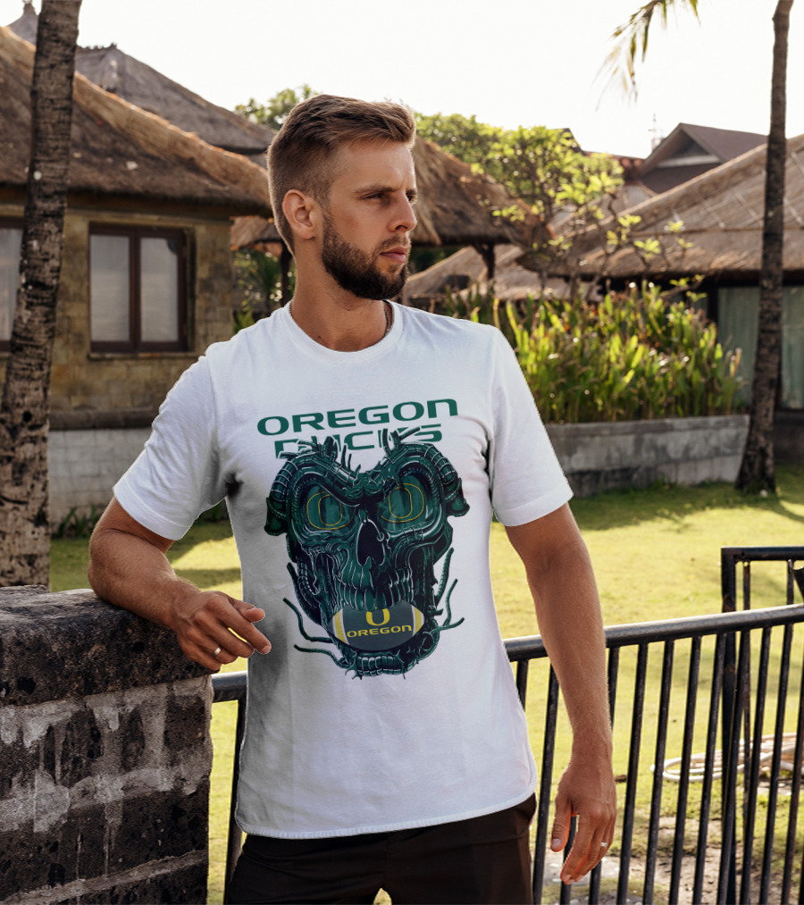 Oregon Ducks Dragonskull Football Fusion T-Shirt