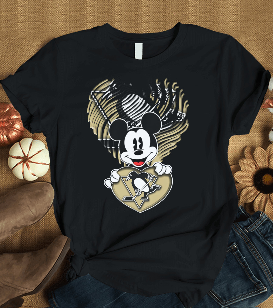 Mick Penguins Hockey Heart T-Shirt