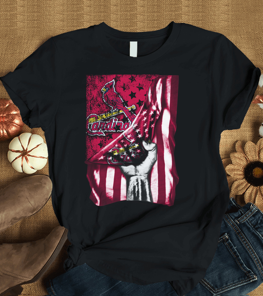 Flag St. Louis Cardinals Stars and Stripes Fist T-Shirt