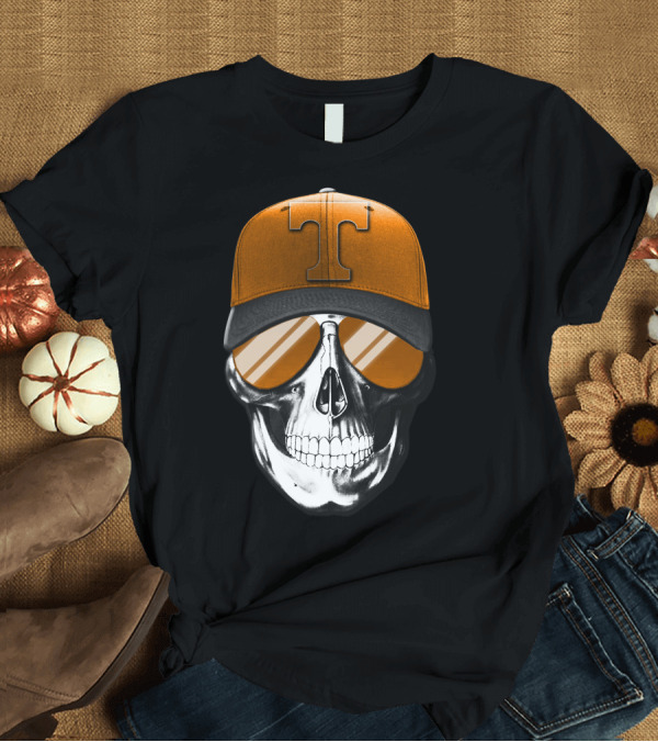 T-Shirt: Tennessee Volunteers Skull with Orange Hat and Sunglasses T-Shirt Tennessee Volunteers Skull with Orange Hat and Sunglasses T-Shirt