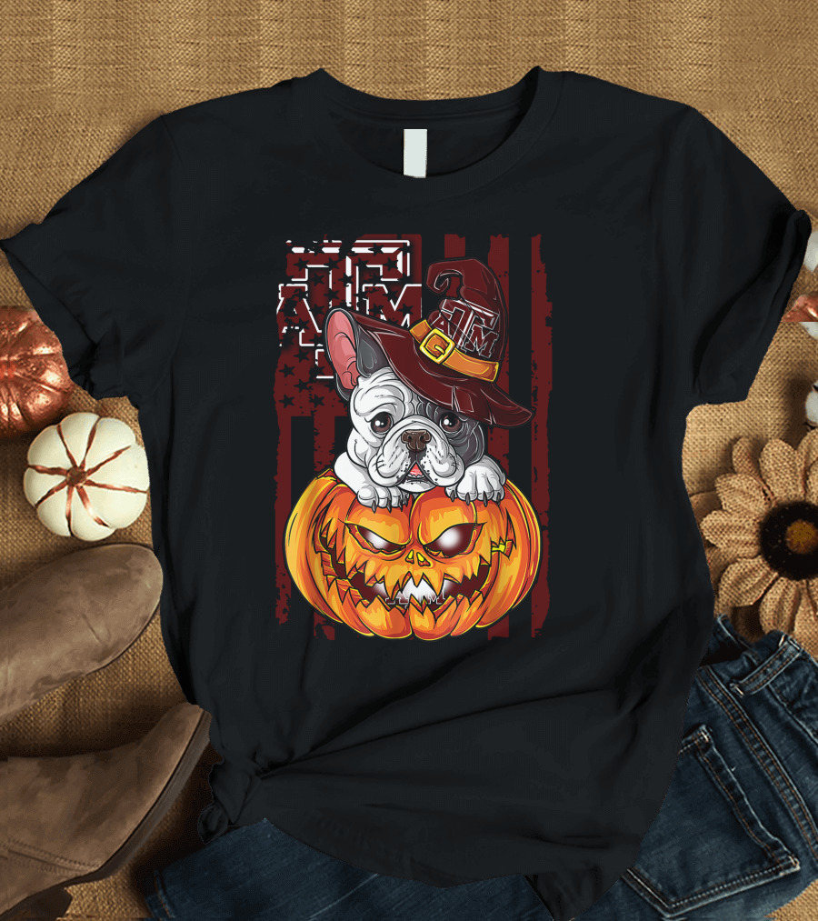 Hlw Bulldog Texas A&M Aggies Halloween Pumpkin Hat T-Shirt