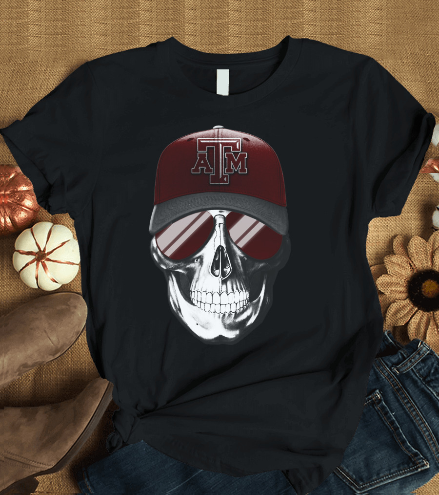 Texas A&M Aggies Skull with Hat and Sunglasses T-Shirt