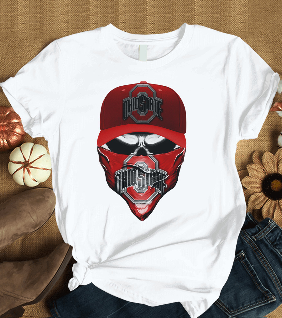 Ohio State Buckeyes Skull Bandana Hat T-Shirt