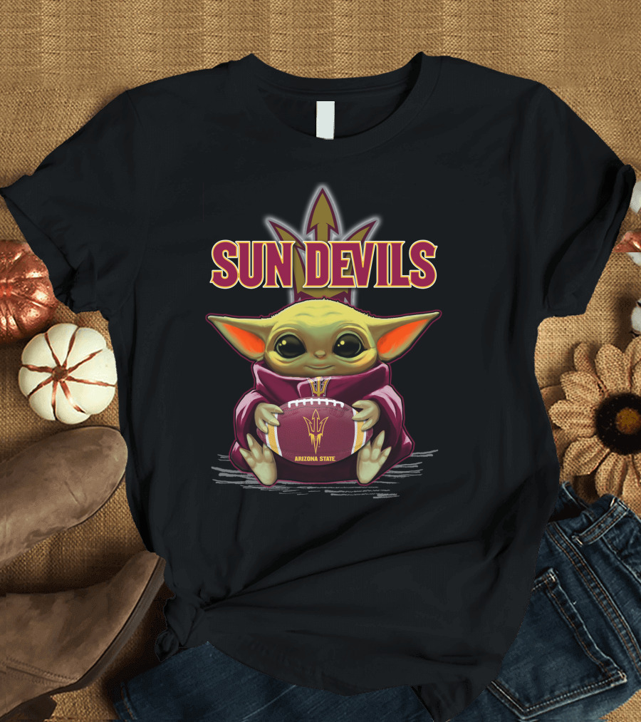 Arizona State Baby Yoda Sun Devils Football Fan T-Shirt