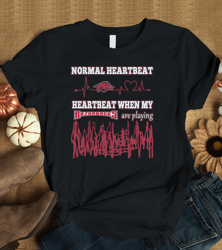 Normal Heartbeat Heartbeat When My Razorbacks Are Playing T-Shirt