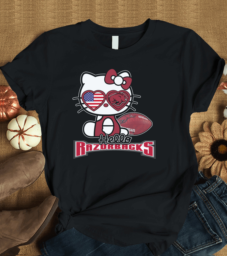 Hello Kitty Arkansas Razorbacks Football Fan T-Shirt