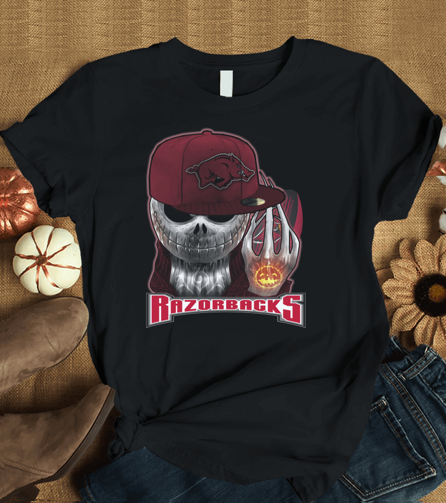 Jackskull Razorbacks Halloween Arkansas T-Shirt