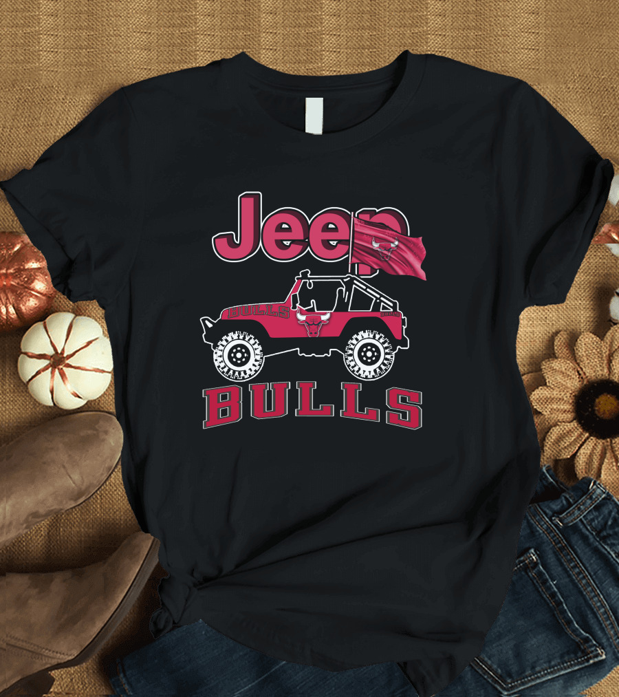 Jeep Bulls Chicago Bulls Flag T-Shirt