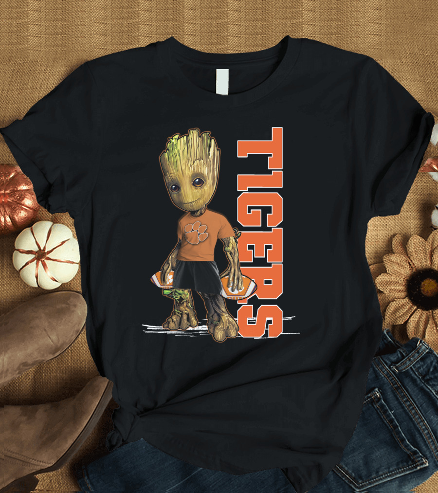 Groot Clemson Tigers Football Fan Marvel Groot and Clemson University Sports Fan Gear T-Shirt