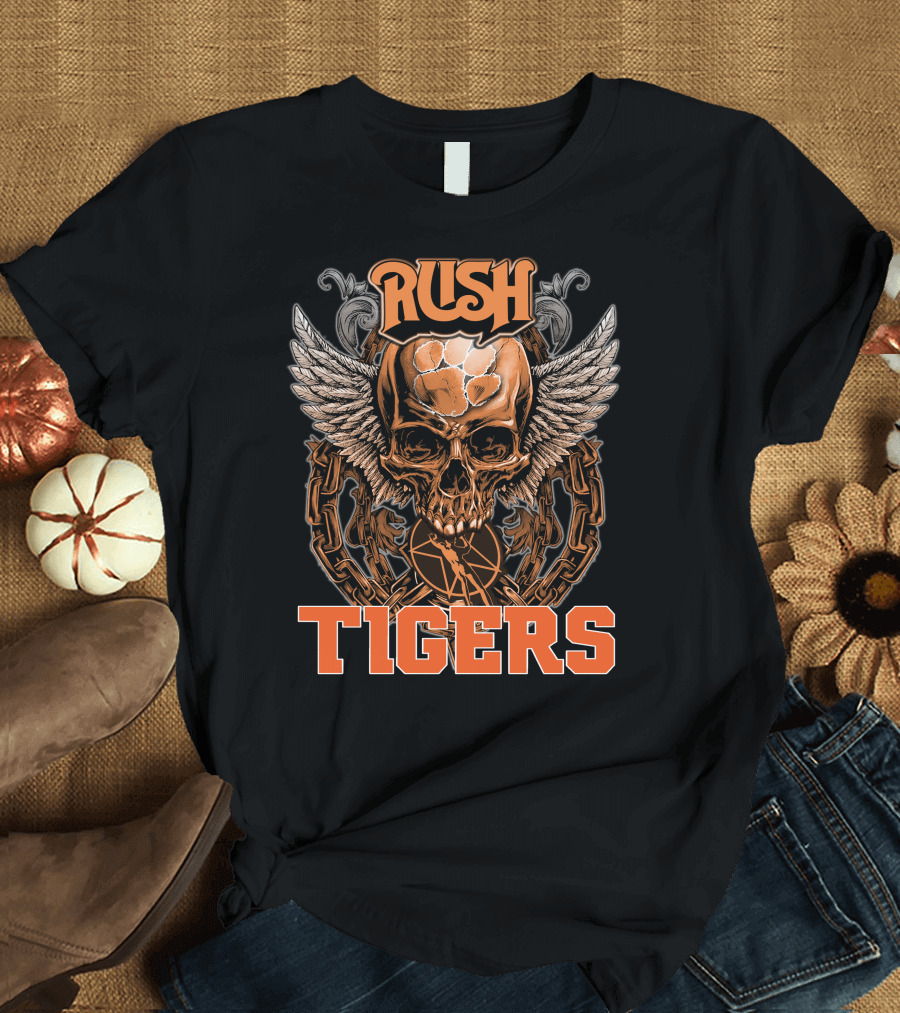 Rush Tigers Skull with Wings and Chains T-Shirt