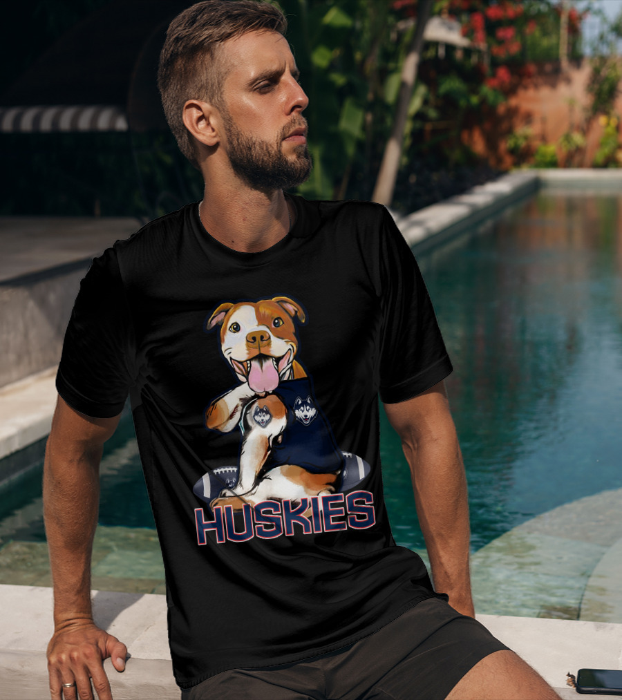 Pittbull Connecticut Huskies Football Mascot T-Shirt