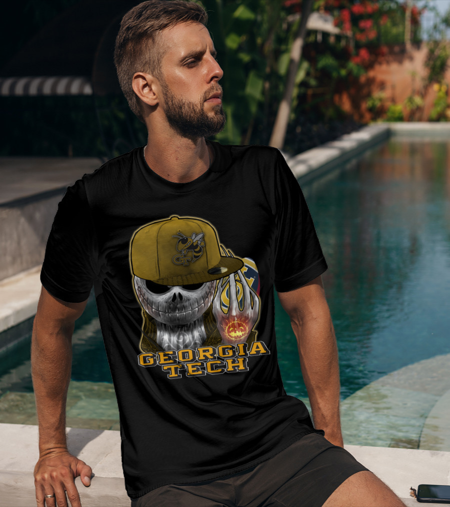 Jackskull Georgia Tech Yellow Jackets Skeleton Skull Halloween T-Shirt