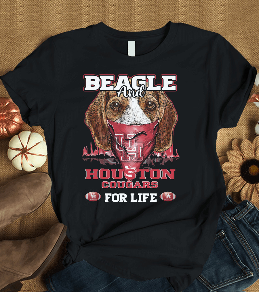 Beagle and Houston Cougars For Life T-Shirt