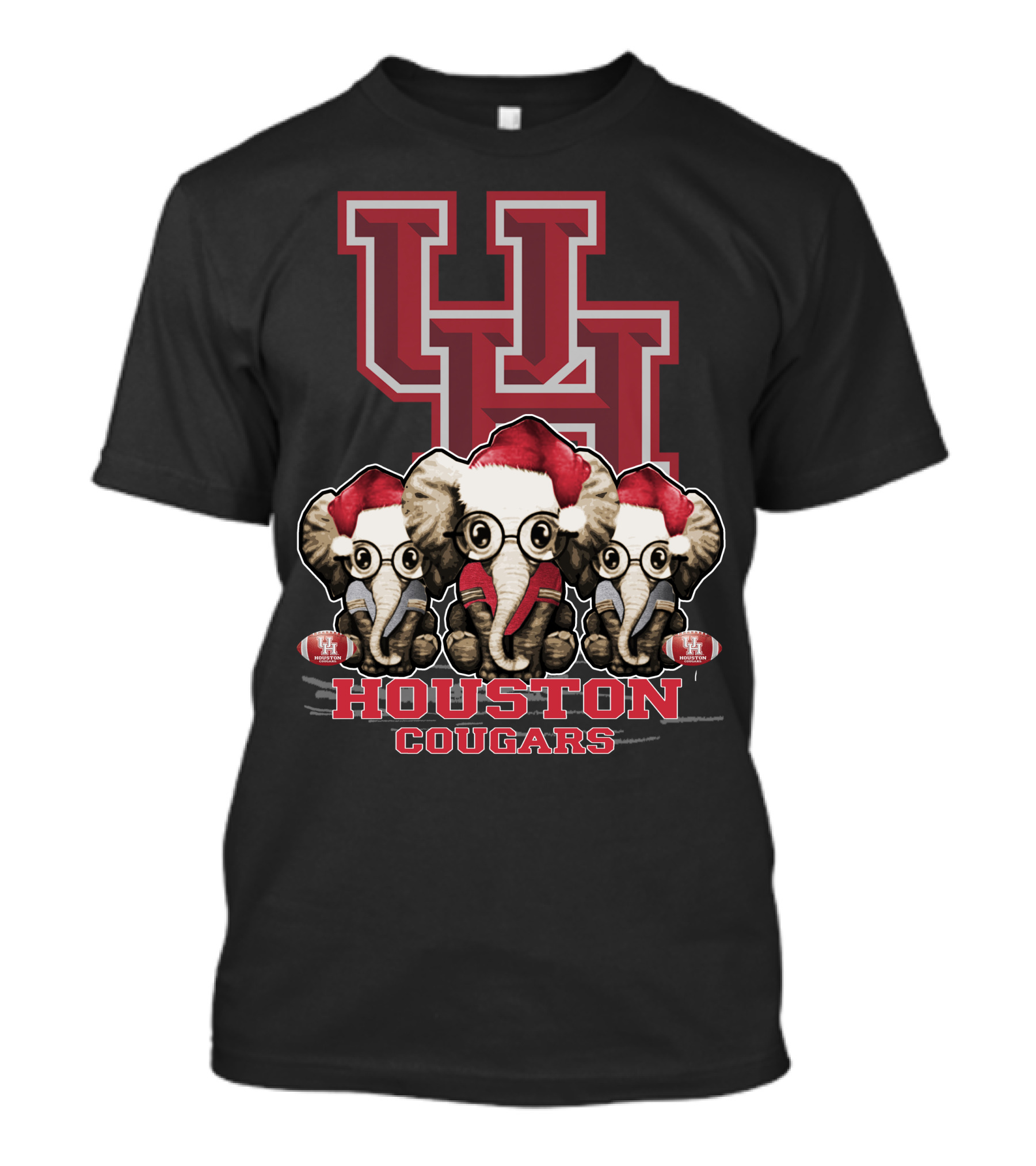Houston Cougars Christmas Elephants T-Shirt