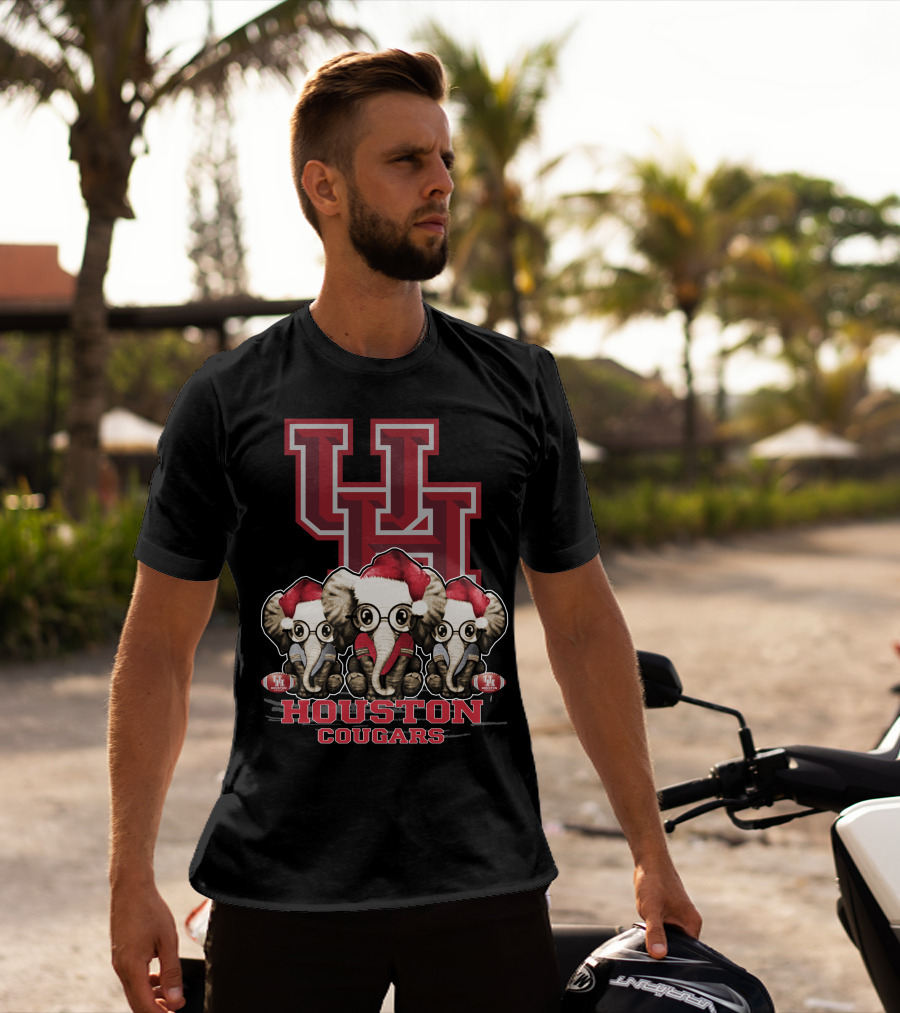 Houston Cougars Christmas Elephants T-Shirt