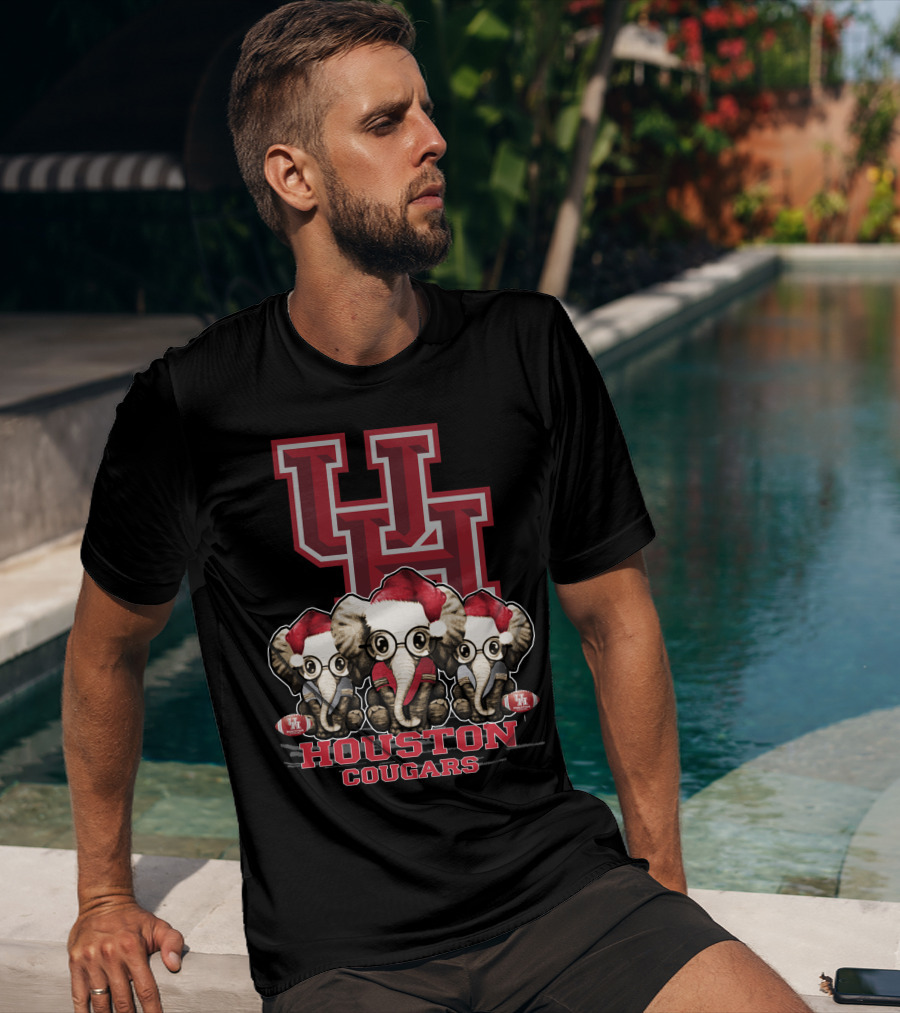 Houston Cougars Christmas Elephants T-Shirt